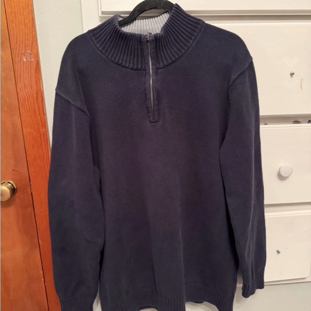 L.L. Bean Men's Dark Blue Zip-Up Sweater